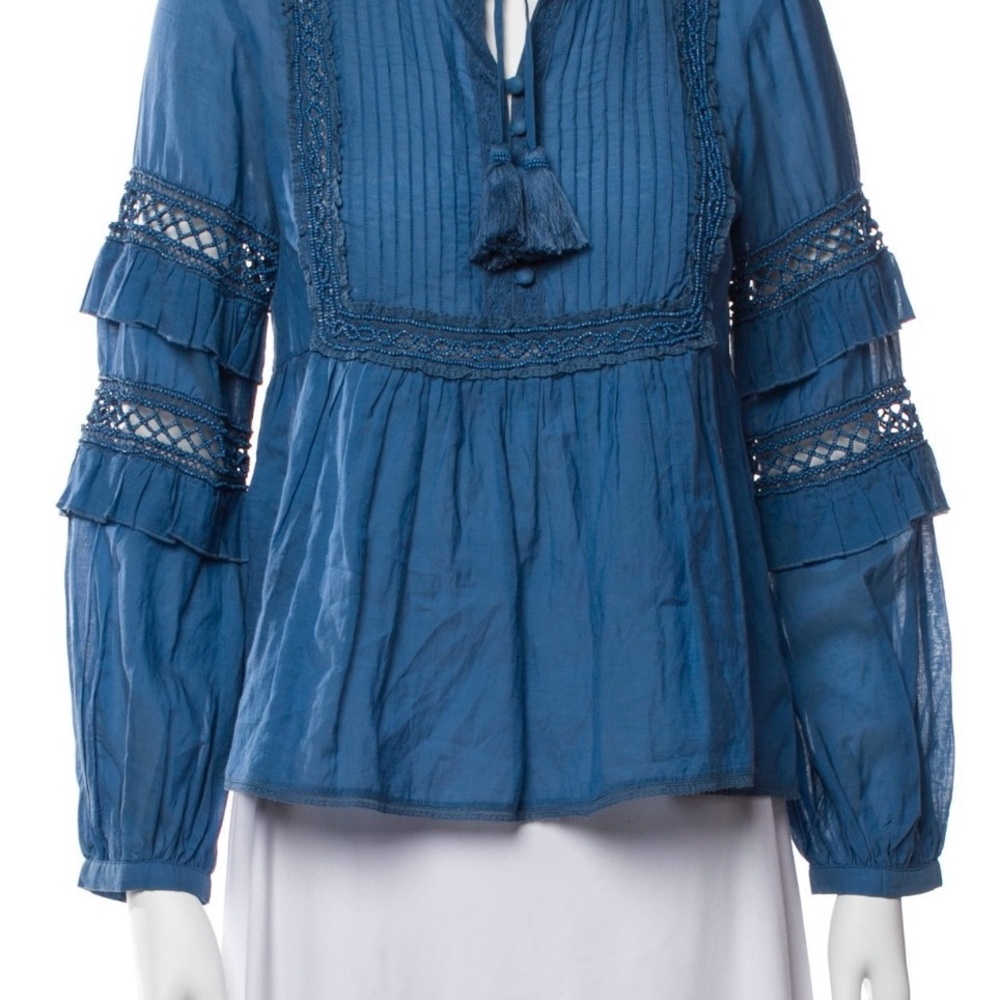 Sea New York Blue Ruffle Sleeve Blouse